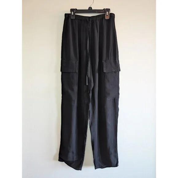Bailey 44 Cargo Pants Women's Size Small Black Drawstring Flowy Gauzy Chiffon - Picture 1 of 10